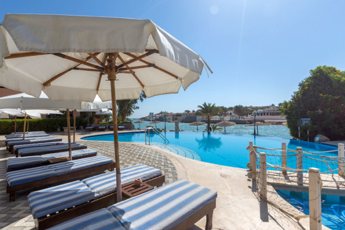 Sultan Bey Hotel El Gouna pool long chairs